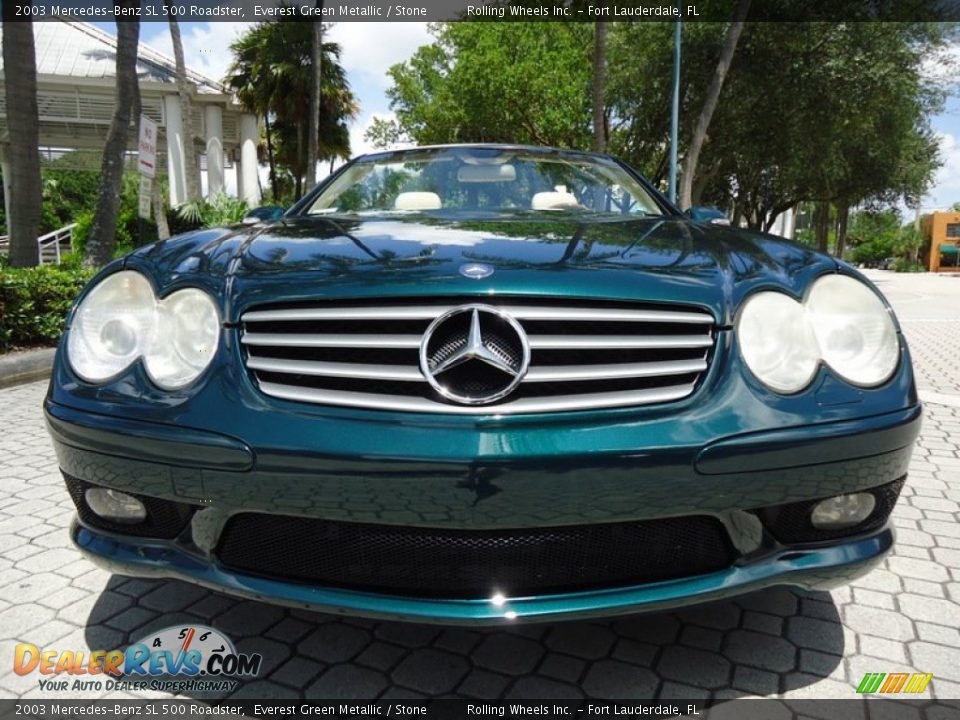 2003 Mercedes-Benz SL 500 Roadster Everest Green Metallic / Stone Photo #20