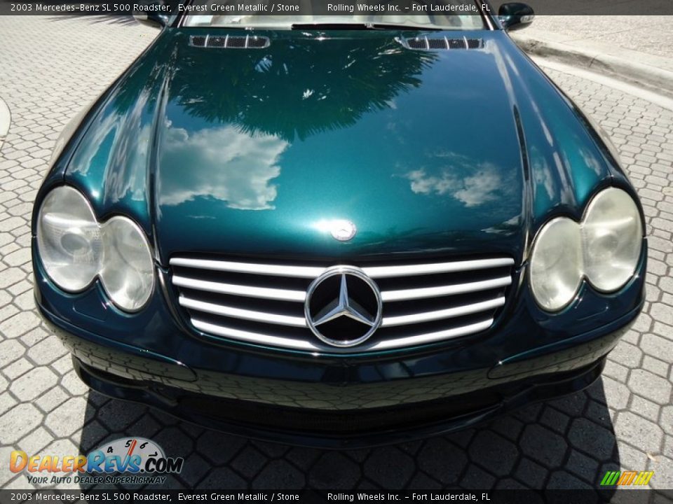 2003 Mercedes-Benz SL 500 Roadster Everest Green Metallic / Stone Photo #22