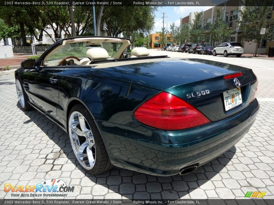 2003 Mercedes-Benz SL 500 Roadster Everest Green Metallic / Stone Photo #24