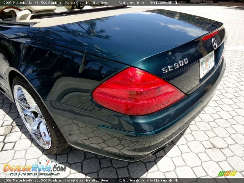2003 Mercedes-Benz SL 500 Roadster Everest Green Metallic / Stone Photo #25