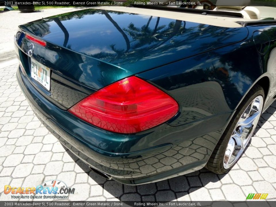 2003 Mercedes-Benz SL 500 Roadster Everest Green Metallic / Stone Photo #26