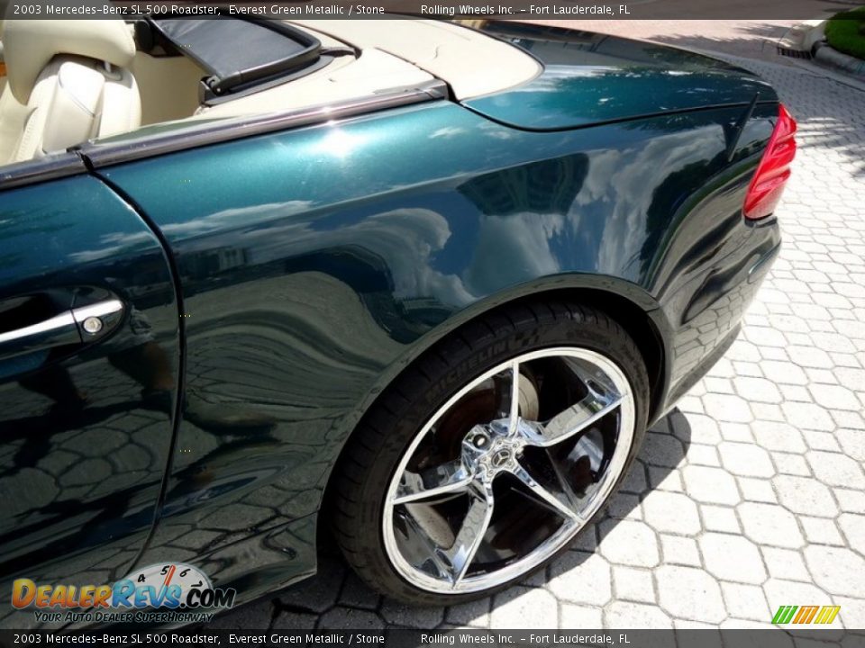 2003 Mercedes-Benz SL 500 Roadster Everest Green Metallic / Stone Photo #27