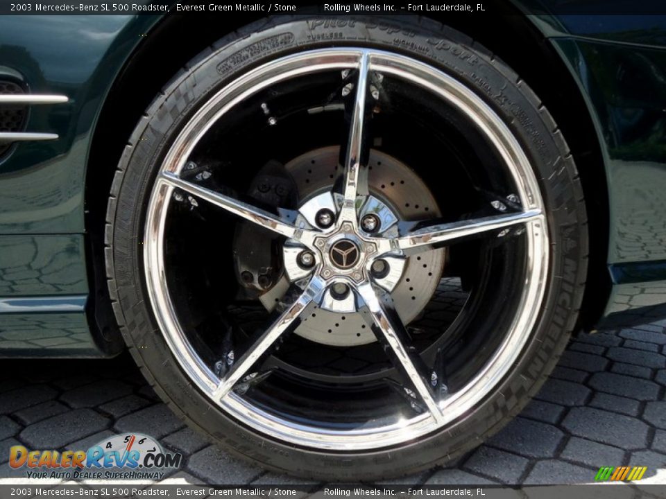 2003 Mercedes-Benz SL 500 Roadster Everest Green Metallic / Stone Photo #31