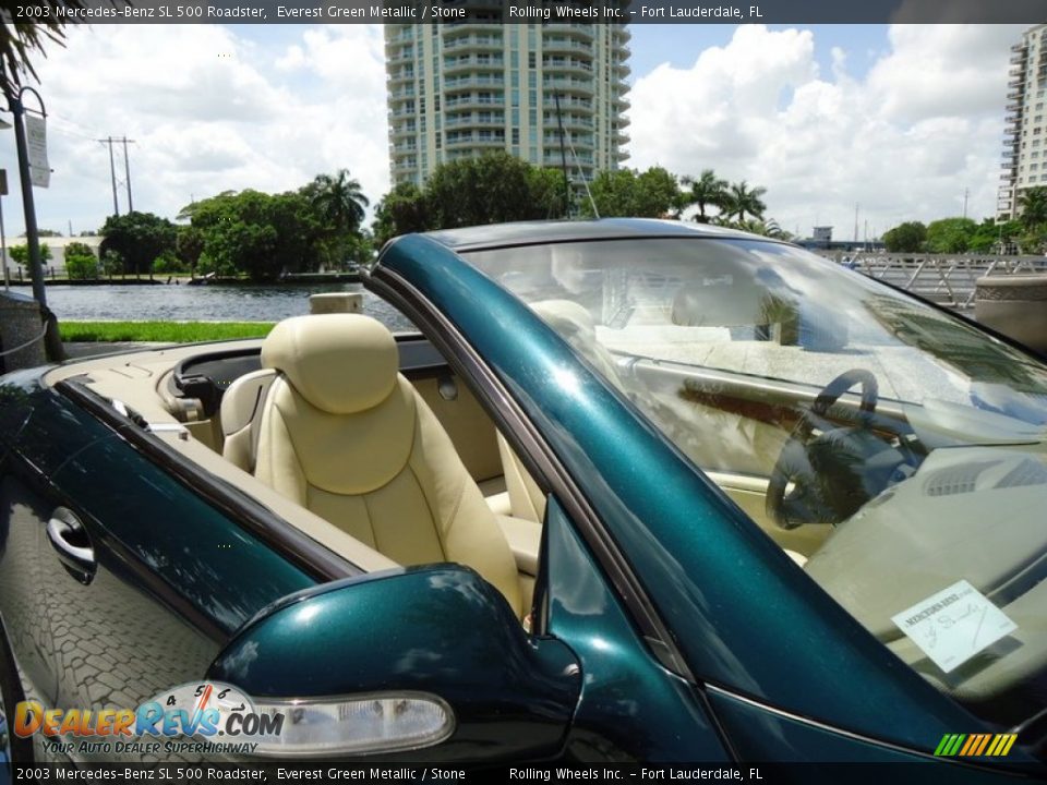2003 Mercedes-Benz SL 500 Roadster Everest Green Metallic / Stone Photo #32
