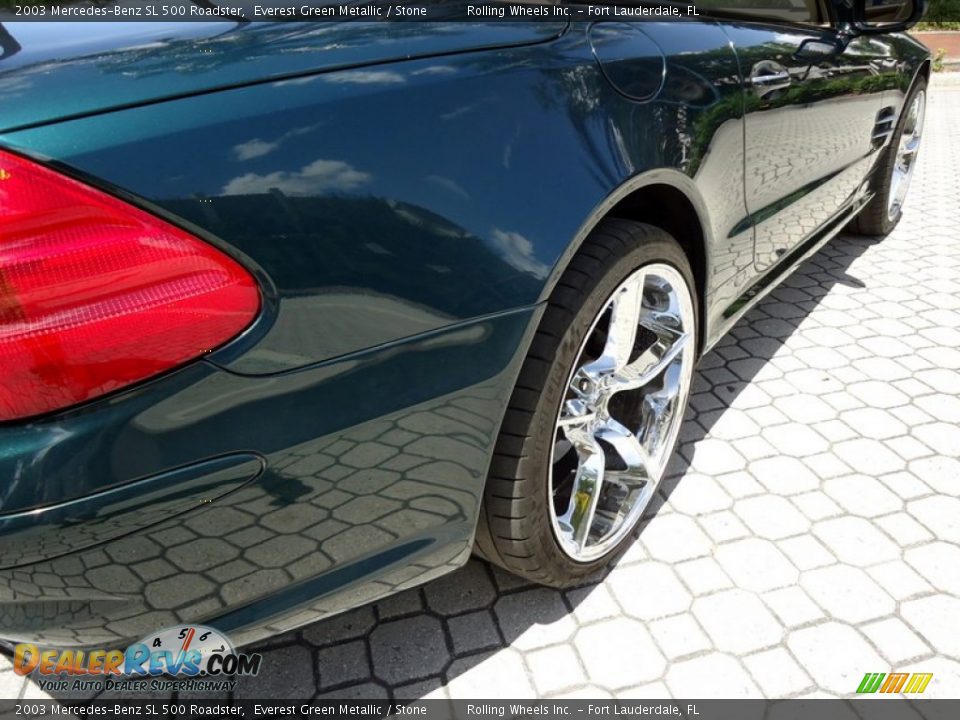 2003 Mercedes-Benz SL 500 Roadster Everest Green Metallic / Stone Photo #35