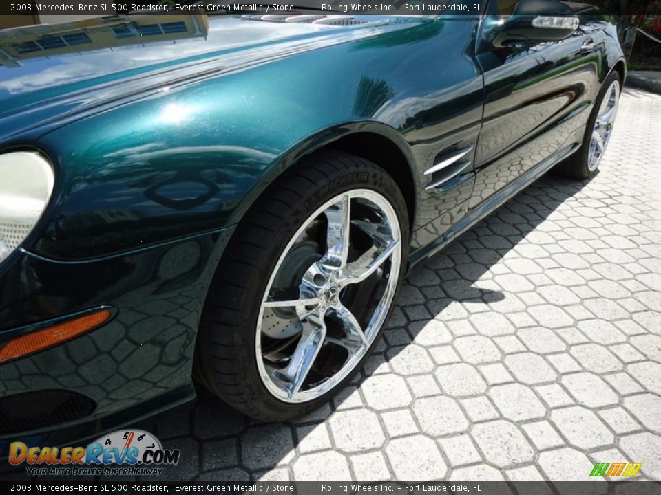 2003 Mercedes-Benz SL 500 Roadster Everest Green Metallic / Stone Photo #36