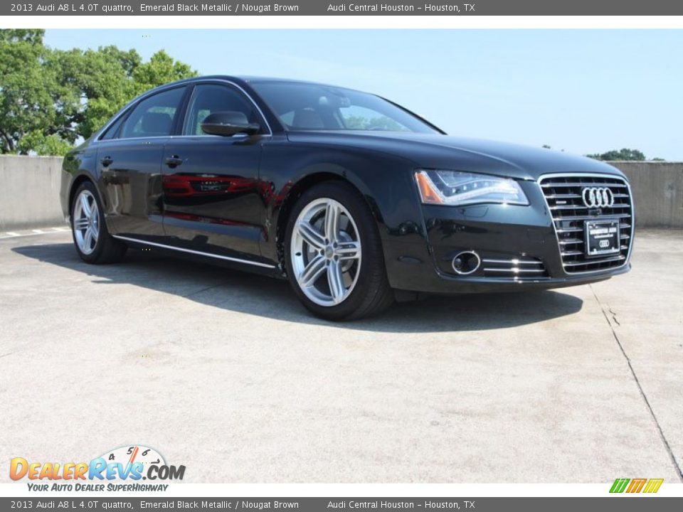 2013 Audi A8 L 4.0T quattro Emerald Black Metallic / Nougat Brown Photo #1