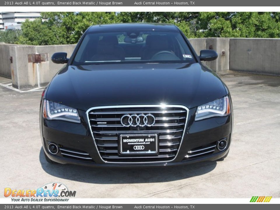 2013 Audi A8 L 4.0T quattro Emerald Black Metallic / Nougat Brown Photo #2