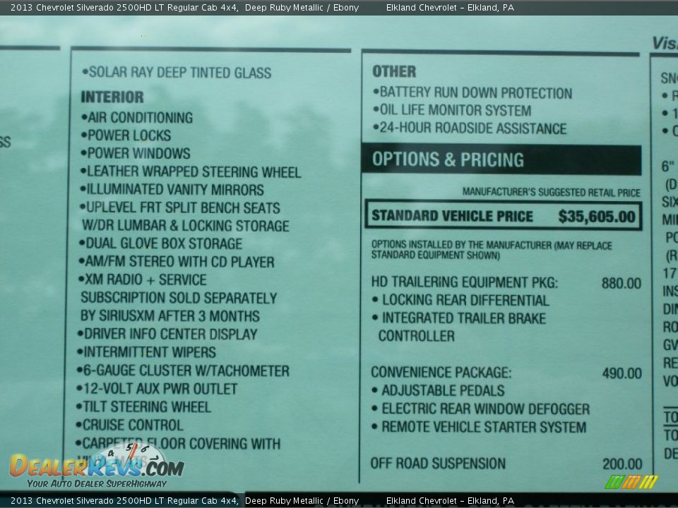 2013 Chevrolet Silverado 2500HD LT Regular Cab 4x4 Window Sticker Photo #14