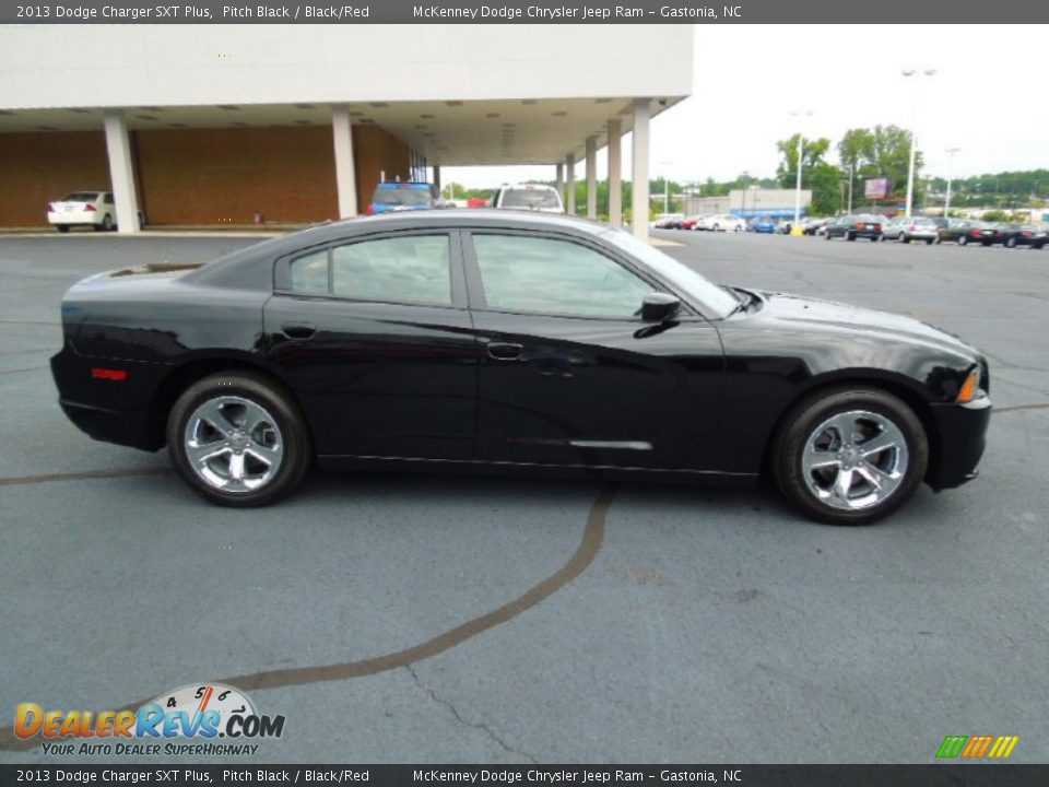 2013 Dodge Charger SXT Plus Pitch Black / Black/Red Photo #4