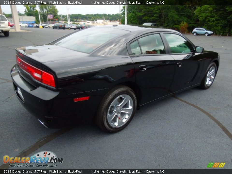 2013 Dodge Charger SXT Plus Pitch Black / Black/Red Photo #5