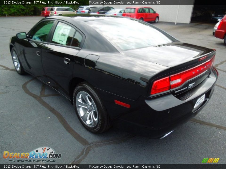 2013 Dodge Charger SXT Plus Pitch Black / Black/Red Photo #6