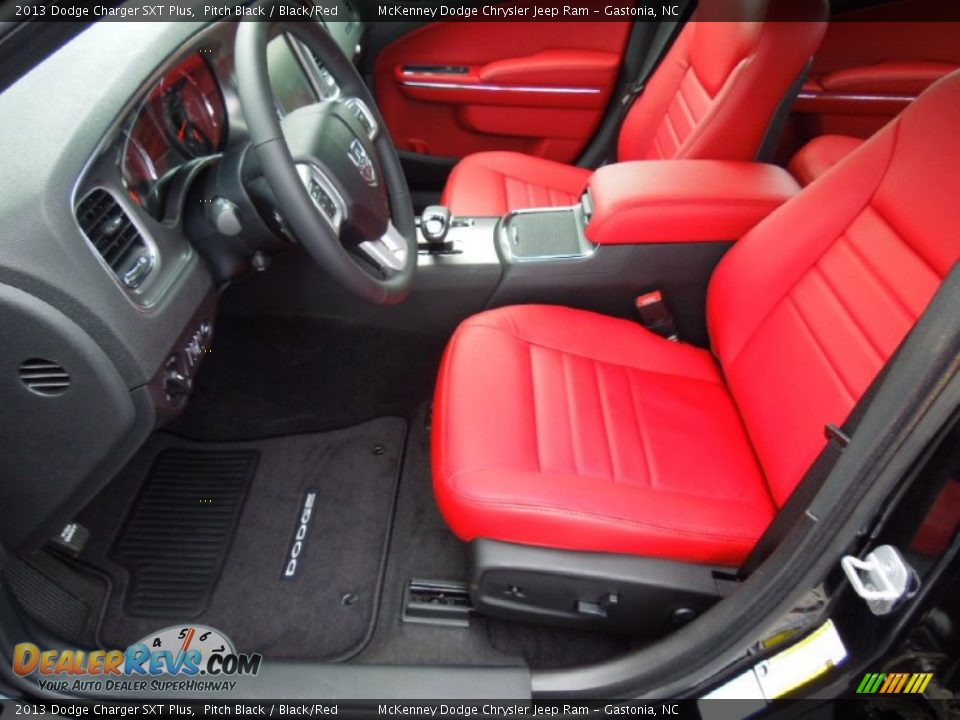 2013 Dodge Charger SXT Plus Pitch Black / Black/Red Photo #8