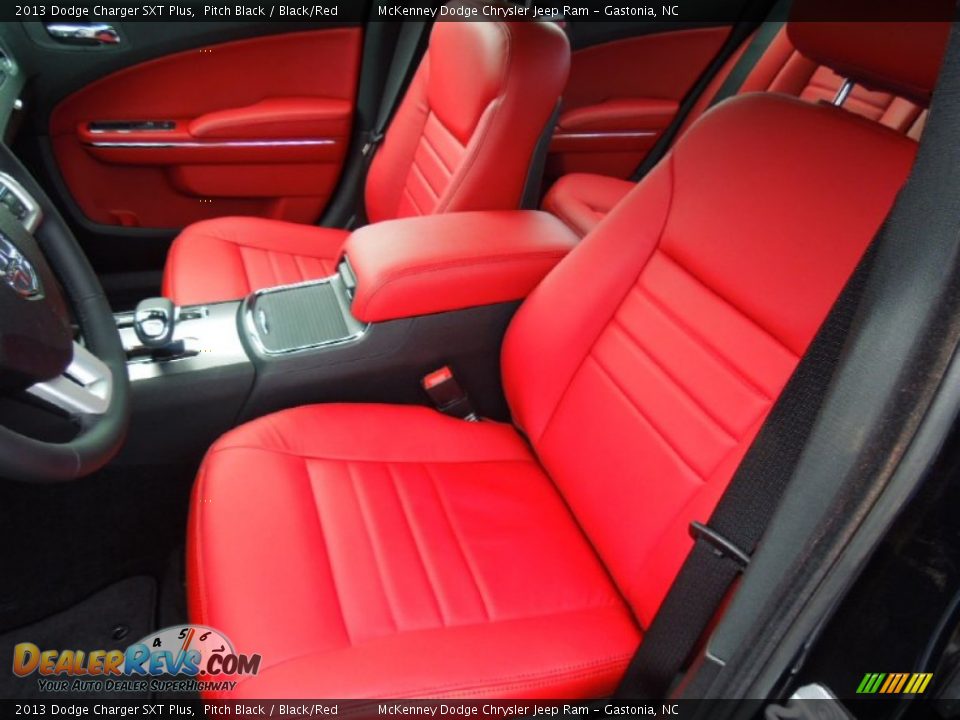 2013 Dodge Charger SXT Plus Pitch Black / Black/Red Photo #9
