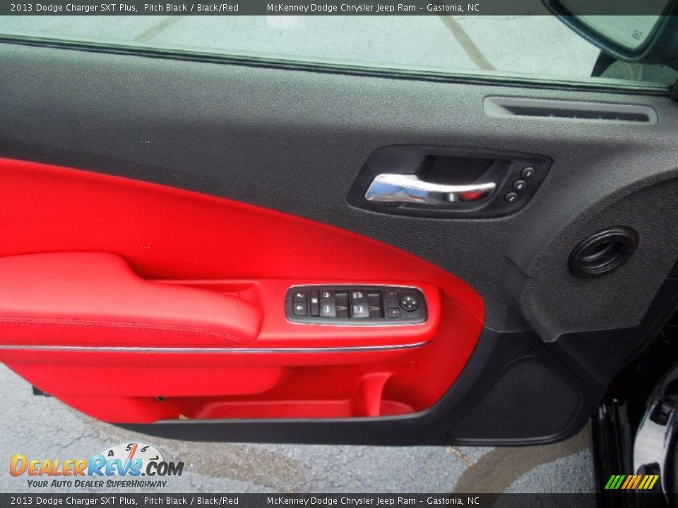 2013 Dodge Charger SXT Plus Pitch Black / Black/Red Photo #10