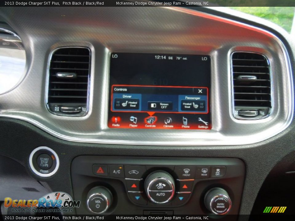 2013 Dodge Charger SXT Plus Pitch Black / Black/Red Photo #13