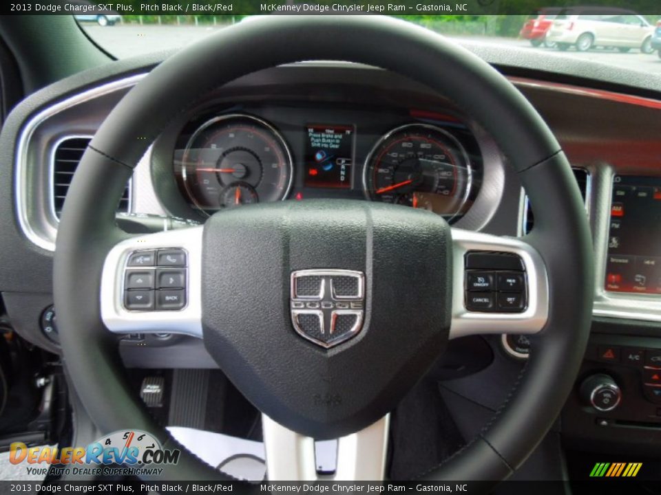 2013 Dodge Charger SXT Plus Pitch Black / Black/Red Photo #15