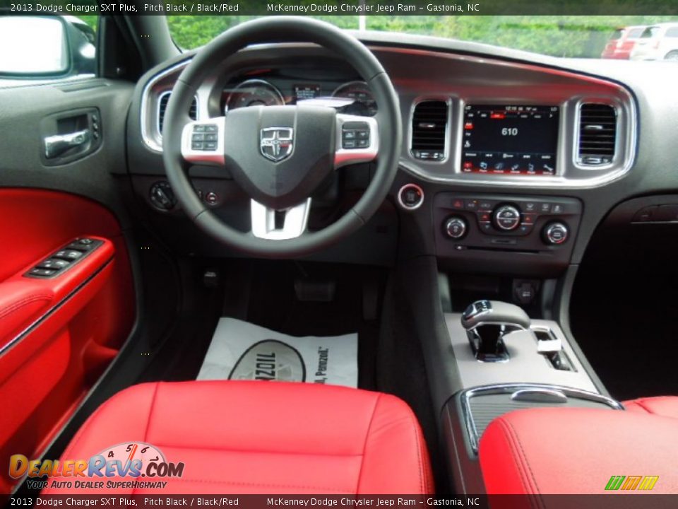 2013 Dodge Charger SXT Plus Pitch Black / Black/Red Photo #19