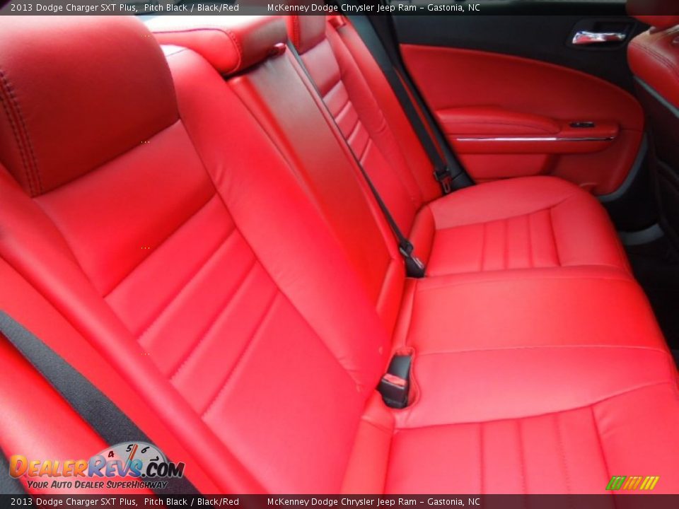 2013 Dodge Charger SXT Plus Pitch Black / Black/Red Photo #22