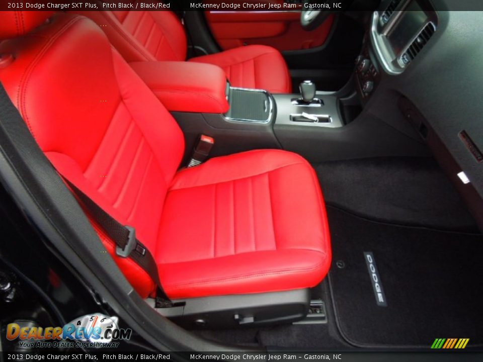 2013 Dodge Charger SXT Plus Pitch Black / Black/Red Photo #23