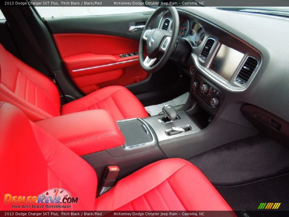 2013 Dodge Charger SXT Plus Pitch Black / Black/Red Photo #24