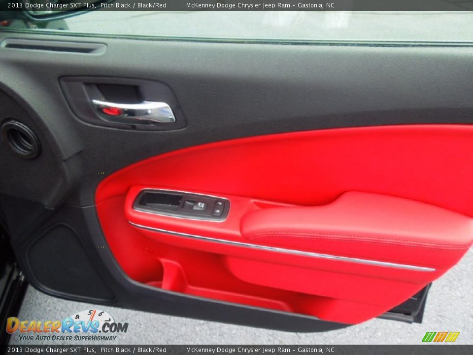 2013 Dodge Charger SXT Plus Pitch Black / Black/Red Photo #25
