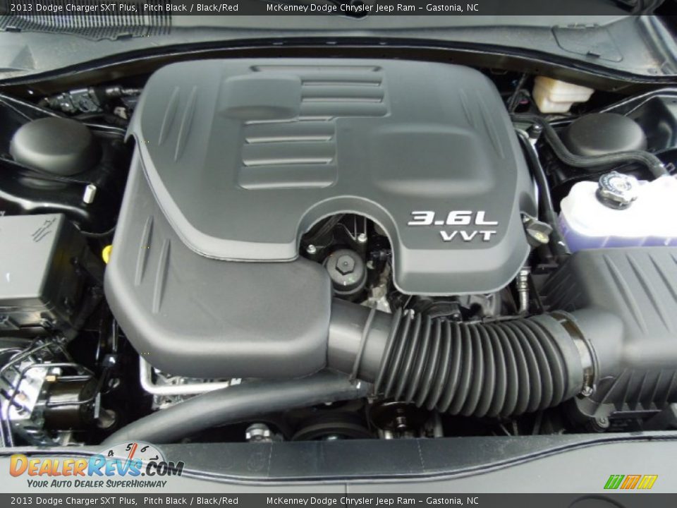 2013 Dodge Charger SXT Plus Pitch Black / Black/Red Photo #27