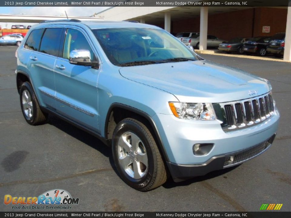 2013 Jeep Grand Cherokee Limited Winter Chill Pearl / Black/Light Frost Beige Photo #1