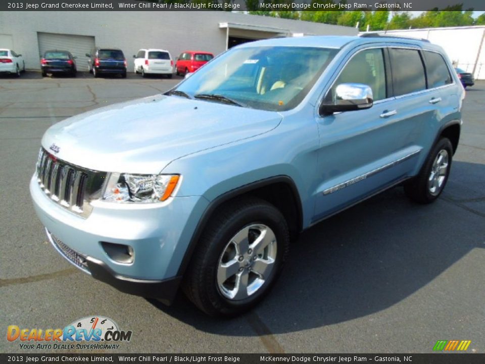 2013 Jeep Grand Cherokee Limited Winter Chill Pearl / Black/Light Frost Beige Photo #2