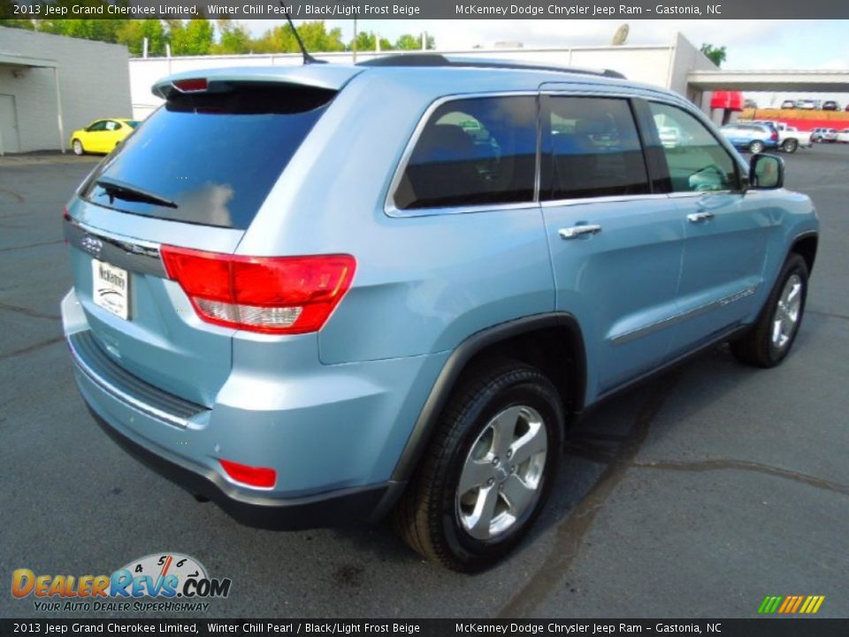 2013 Jeep Grand Cherokee Limited Winter Chill Pearl / Black/Light Frost Beige Photo #6