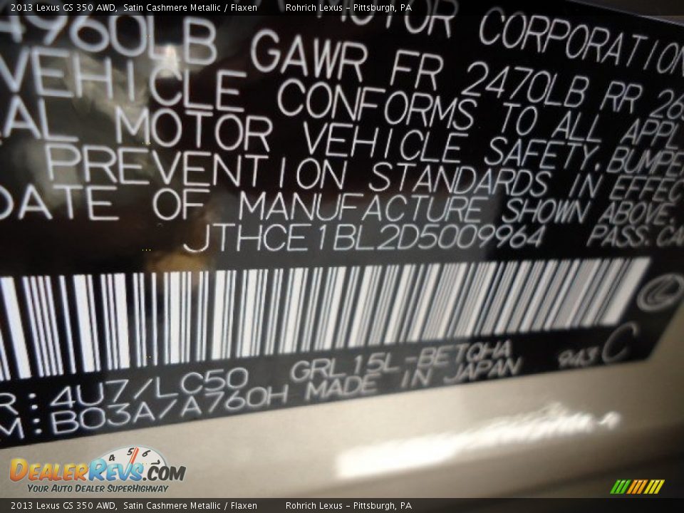 2013 Lexus GS 350 AWD Satin Cashmere Metallic / Flaxen Photo #16