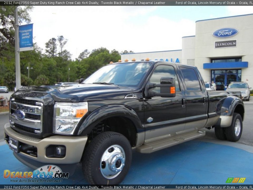 2012 Ford F350 Super Duty King Ranch Crew Cab 4x4 Dually Tuxedo Black Metallic / Chaparral Leather Photo #1