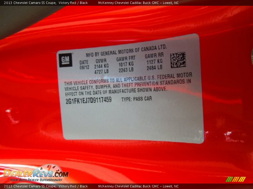 2013 Chevrolet Camaro SS Coupe Victory Red / Black Photo #7