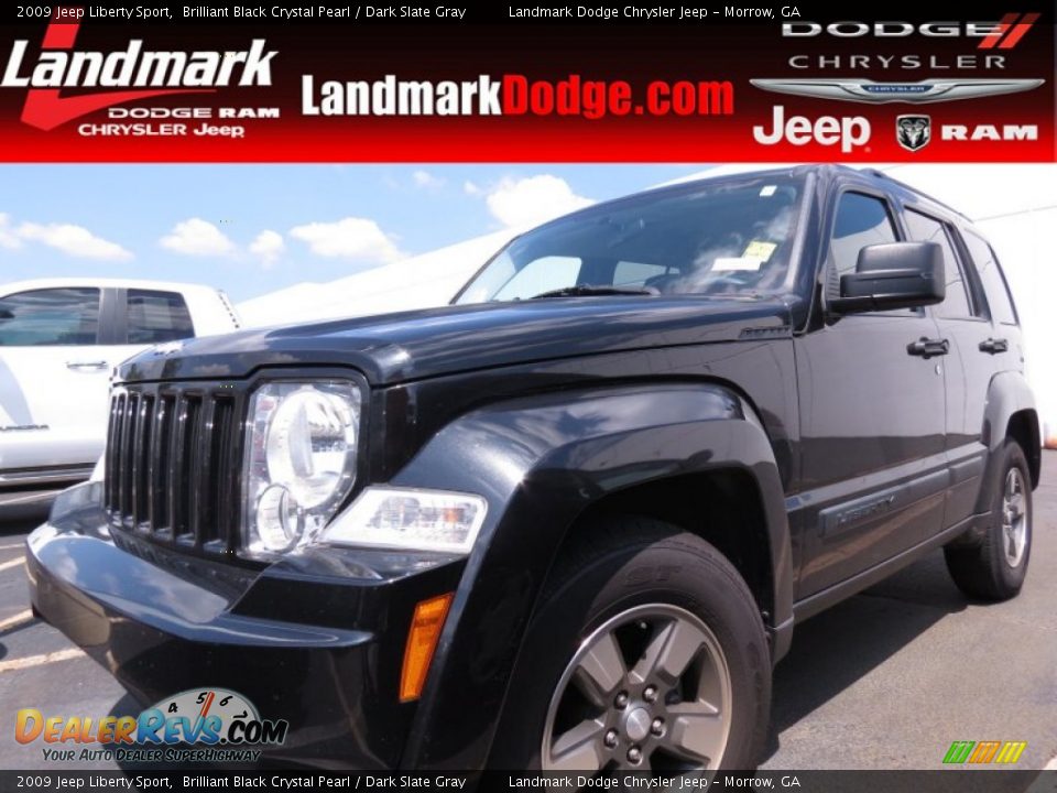 2009 Jeep Liberty Sport Brilliant Black Crystal Pearl / Dark Slate Gray Photo #1