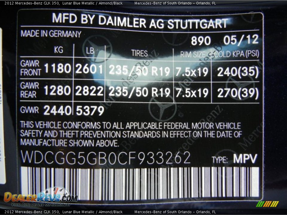 2012 Mercedes-Benz GLK 350 Lunar Blue Metallic / Almond/Black Photo #13