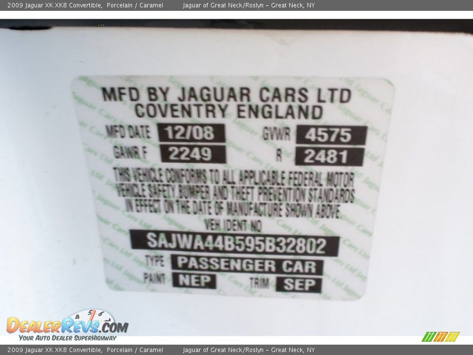 2009 Jaguar XK XK8 Convertible Porcelain / Caramel Photo #27