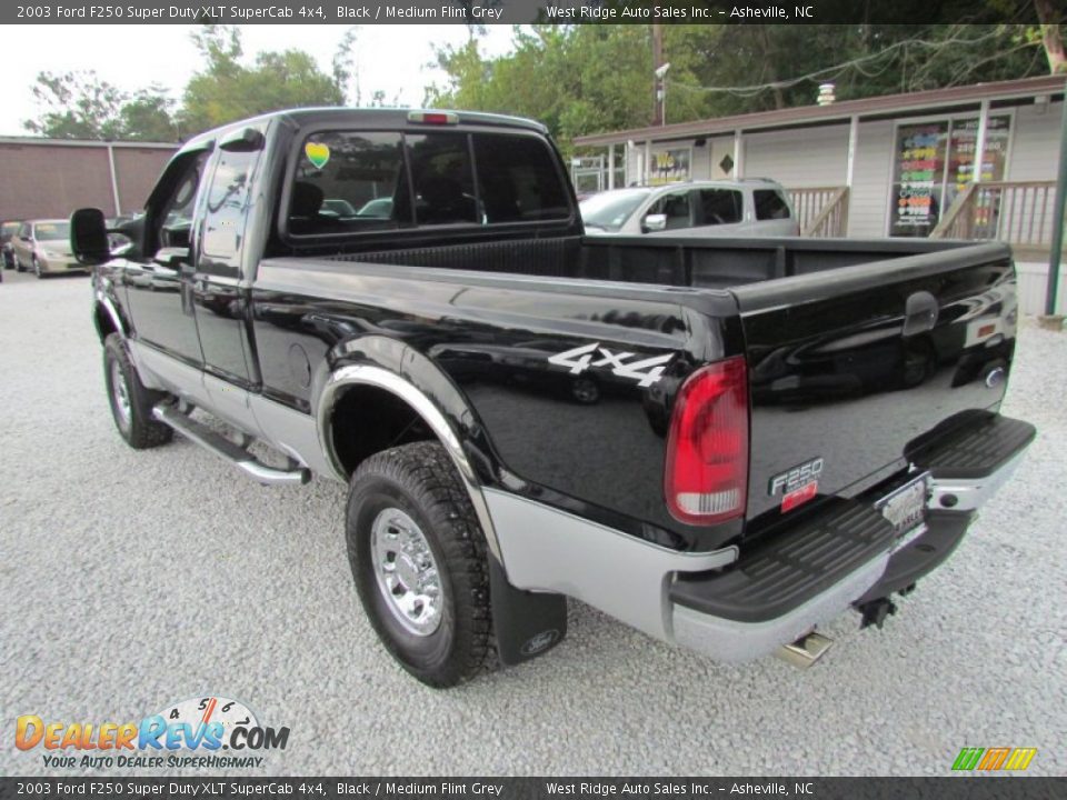 2003 Ford F250 Super Duty XLT SuperCab 4x4 Black / Medium Flint Grey Photo #7