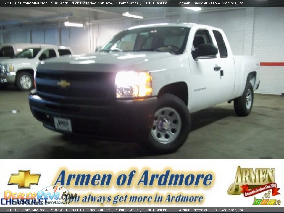 2013 Chevrolet Silverado 1500 Work Truck Extended Cab 4x4 Summit White / Dark Titanium Photo #1