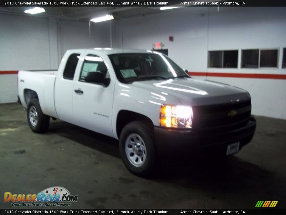 2013 Chevrolet Silverado 1500 Work Truck Extended Cab 4x4 Summit White / Dark Titanium Photo #3