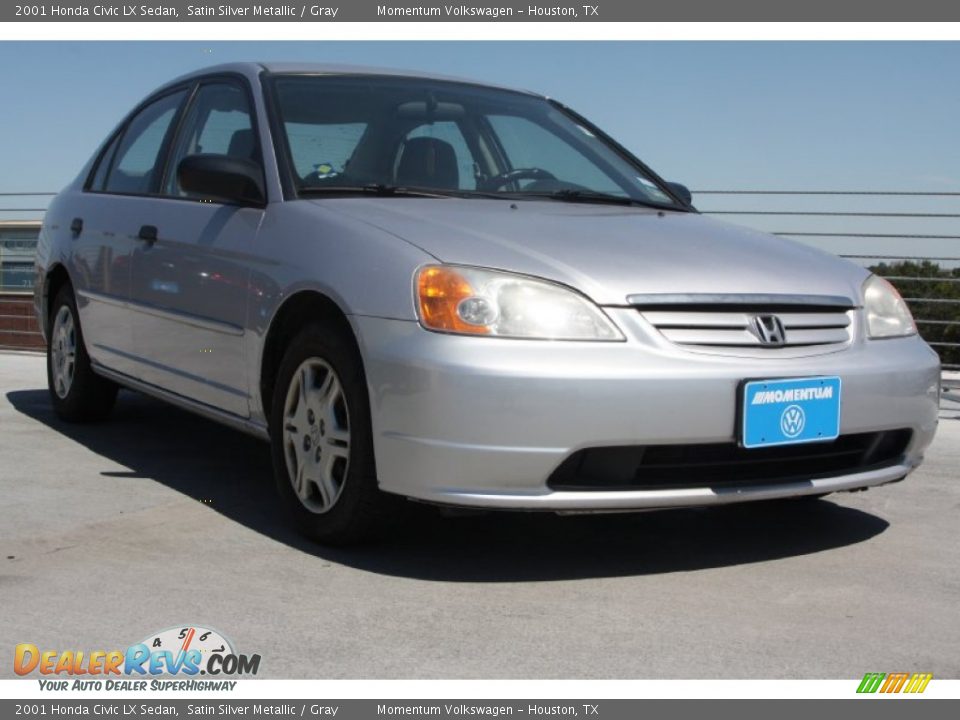 2001 Honda Civic LX Sedan Satin Silver Metallic / Gray Photo #1