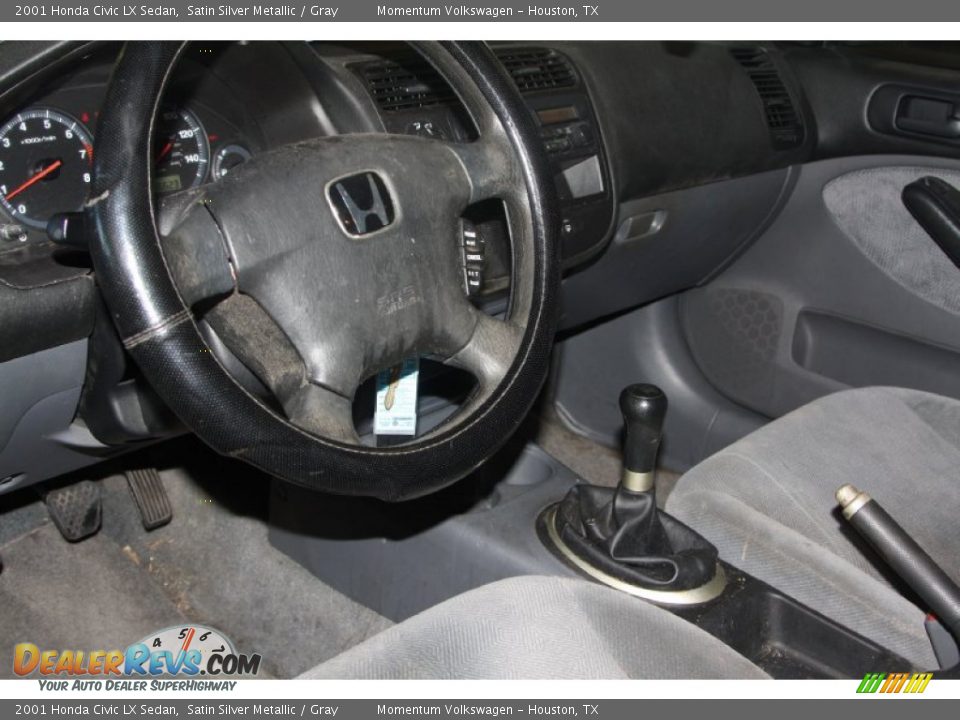 2001 Honda Civic LX Sedan Satin Silver Metallic / Gray Photo #8