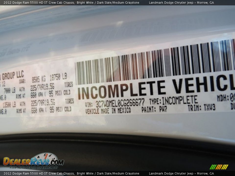 2012 Dodge Ram 5500 HD ST Crew Cab Chassis Bright White / Dark Slate/Medium Graystone Photo #14