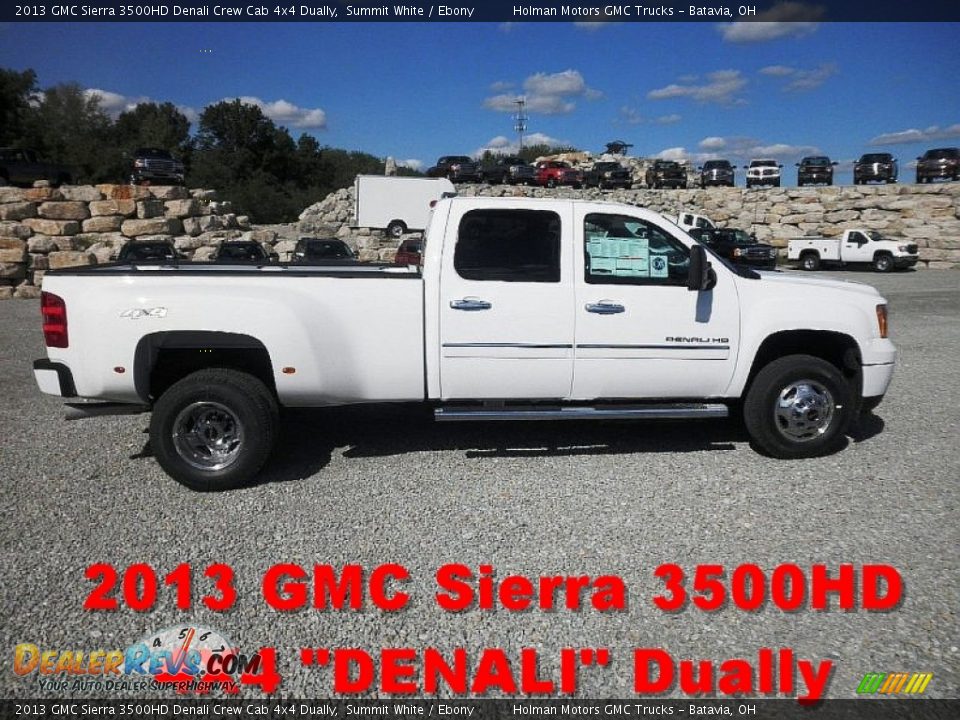2013 GMC Sierra 3500HD Denali Crew Cab 4x4 Dually Summit White / Ebony Photo #1