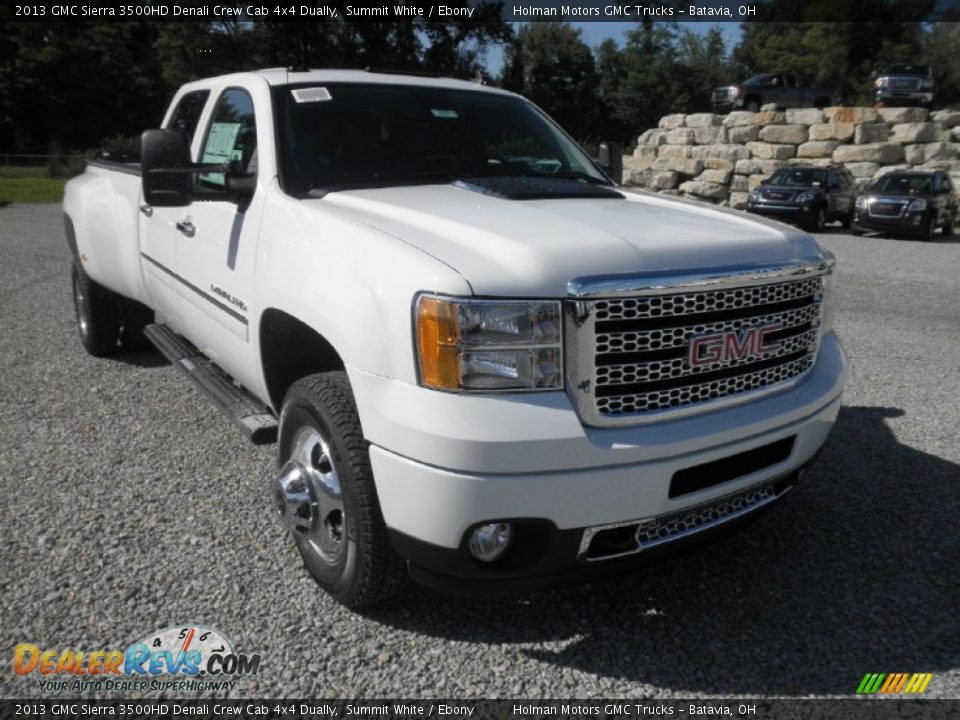 2013 GMC Sierra 3500HD Denali Crew Cab 4x4 Dually Summit White / Ebony Photo #2