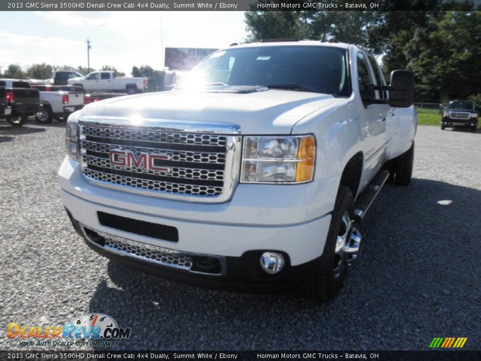 2013 GMC Sierra 3500HD Denali Crew Cab 4x4 Dually Summit White / Ebony Photo #3