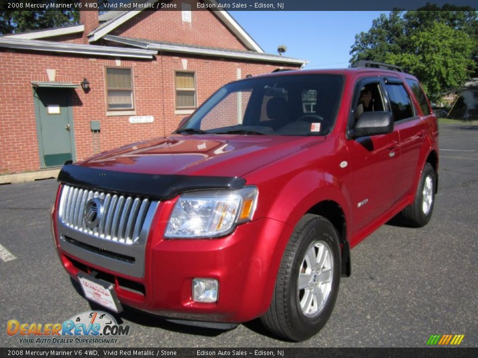 2008 Mercury Mariner V6 4WD Vivid Red Metallic / Stone Photo #2