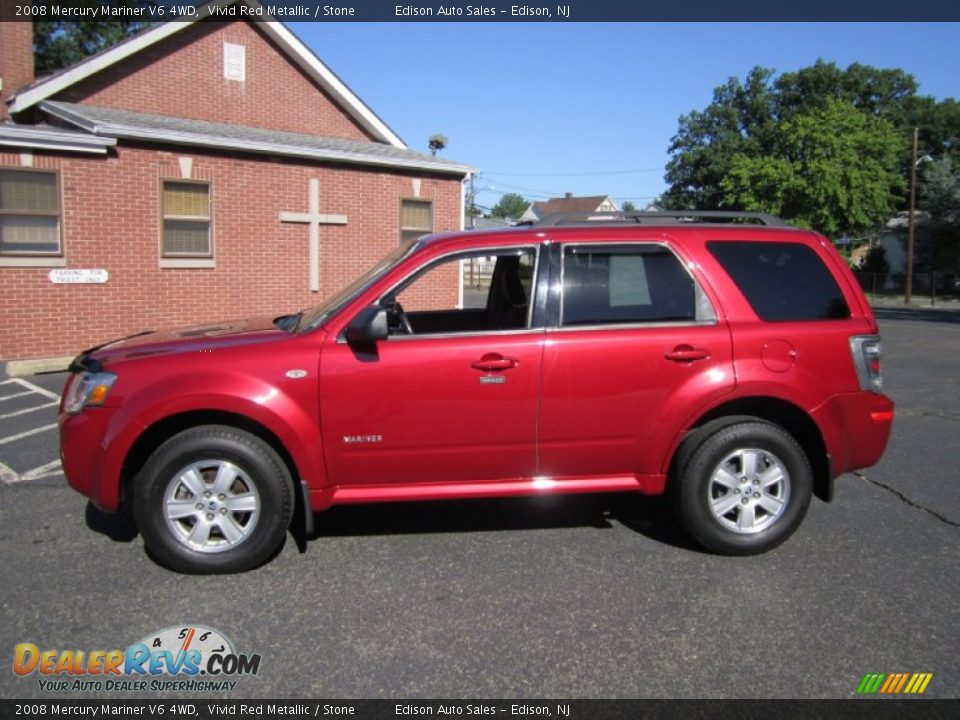 2008 Mercury Mariner V6 4WD Vivid Red Metallic / Stone Photo #3