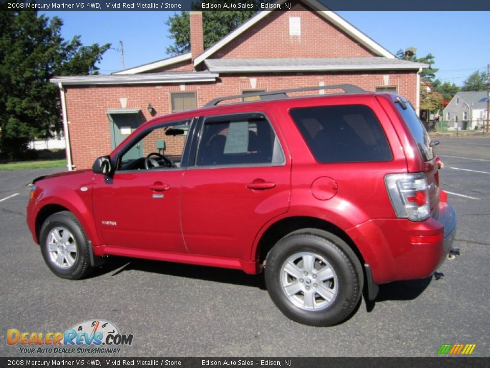 2008 Mercury Mariner V6 4WD Vivid Red Metallic / Stone Photo #4