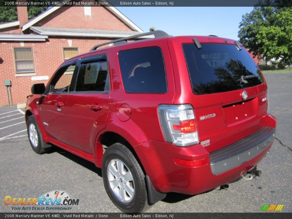 2008 Mercury Mariner V6 4WD Vivid Red Metallic / Stone Photo #5