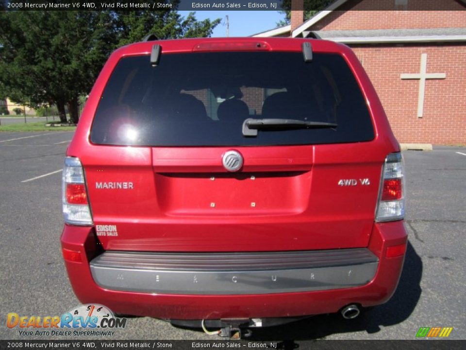 2008 Mercury Mariner V6 4WD Vivid Red Metallic / Stone Photo #6